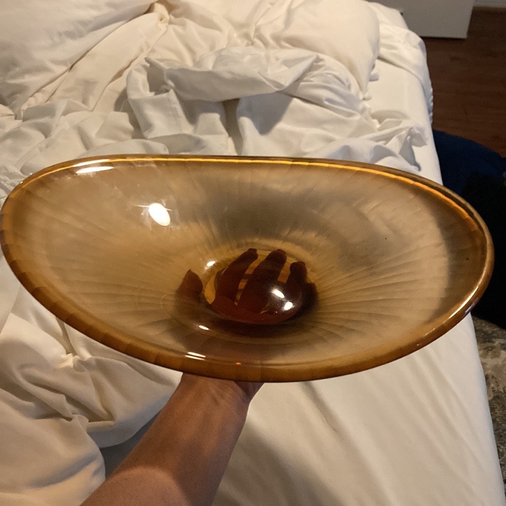 Retro Amber Glass Bowl